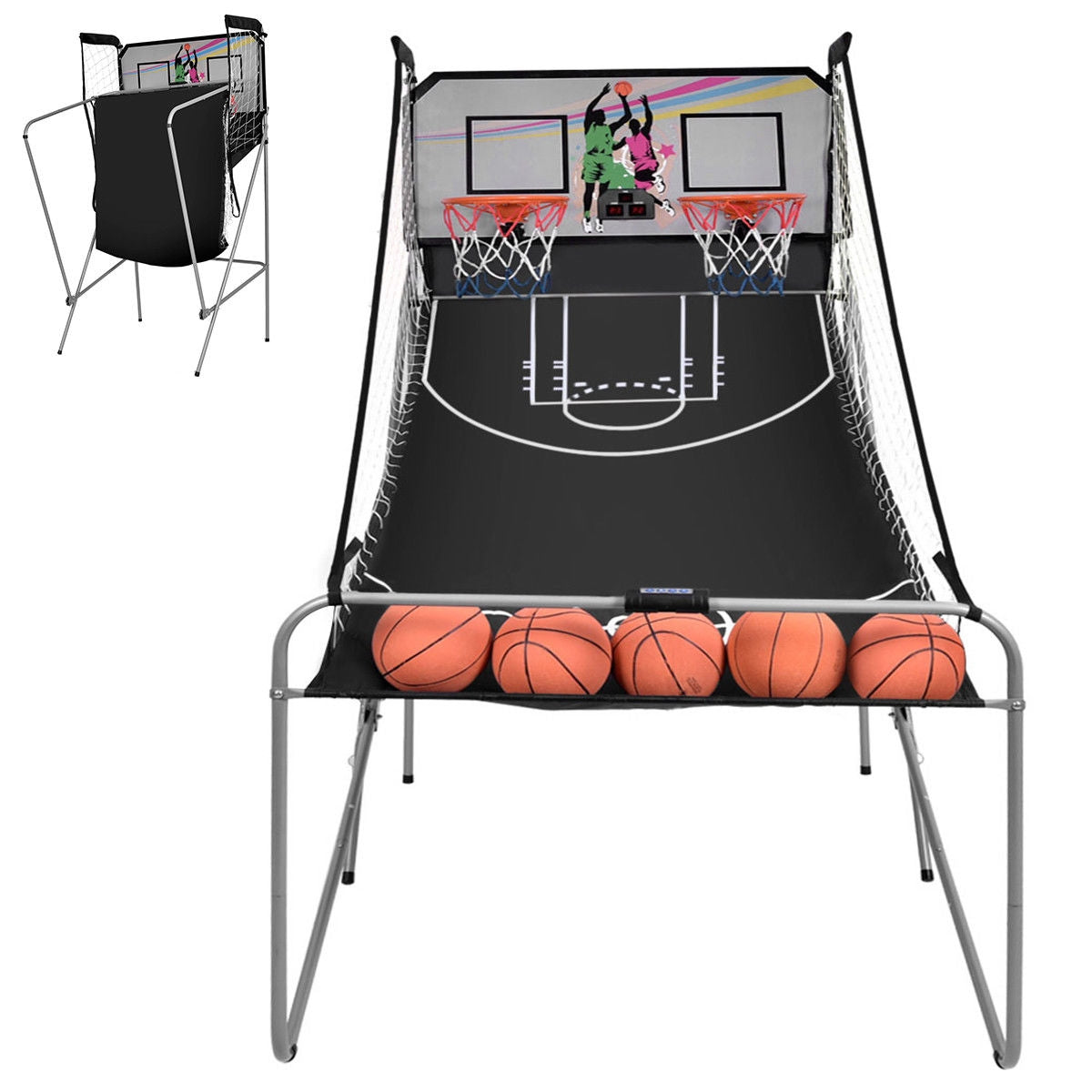 Foldable Double Electronic Basketball Game, 4 Balls, Gray Game Room at Gallery Canada