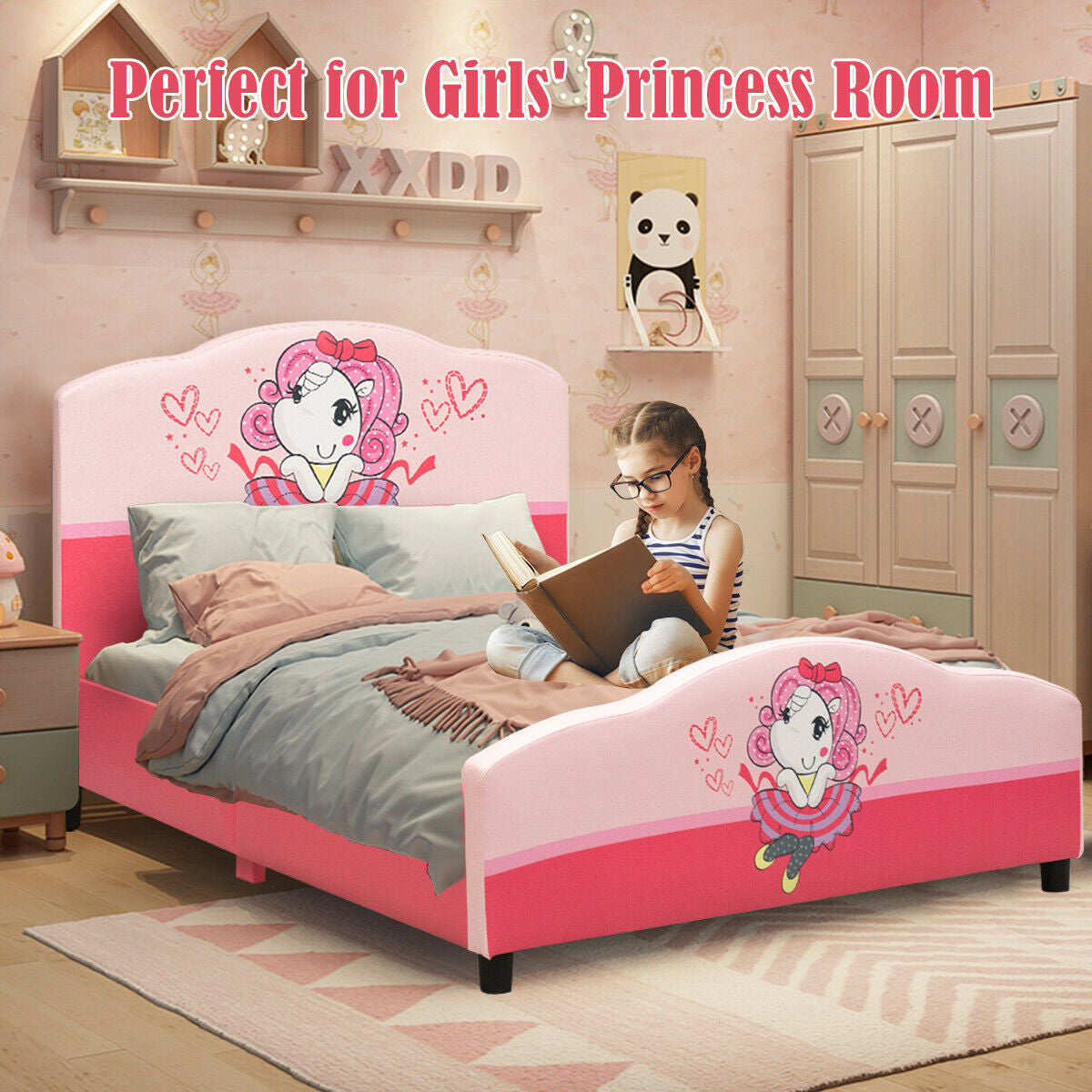 Kids Upholstered Platform Toddler Bed, Pink Toddler Beds at Gallery Canada