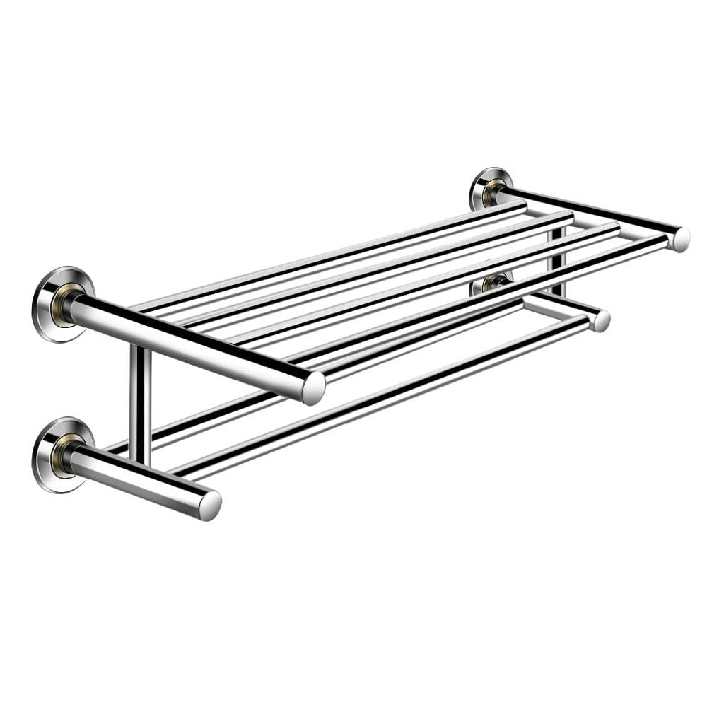 24 Inch Wall Mounted Stainless Steel Towel Storage Rack with 2 Storage Tier, Silver Towel Racks at Gallery Canada