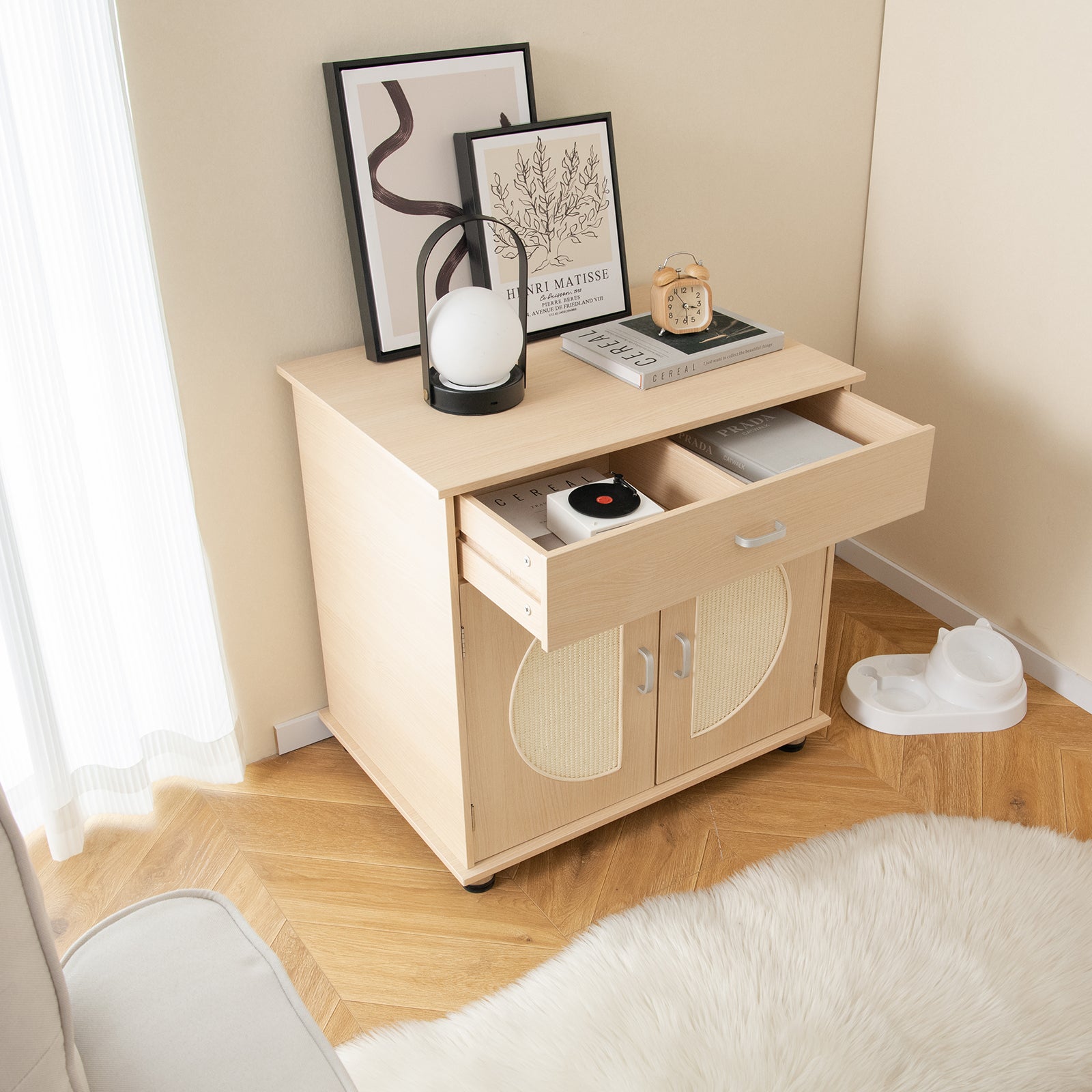 Cat Litter Box Enclosure With Sisal Scratching Doors, Storage, Natural Cat Houses at Gallery Canada
