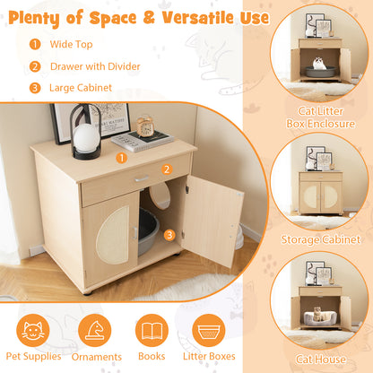 Cat Litter Box Enclosure With Sisal Scratching Doors, Storage, Natural Cat Houses at Gallery Canada