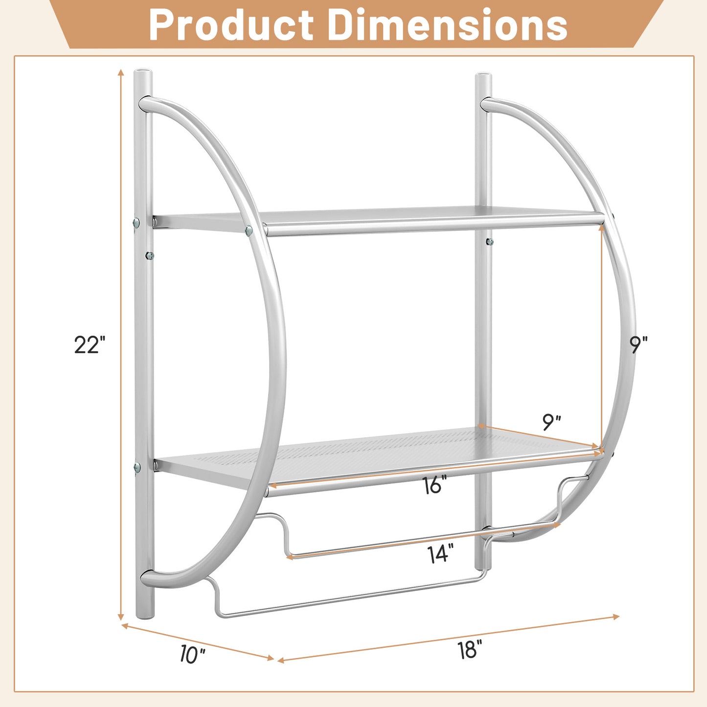 Wall Mounted 2-Tier Towel Rack, 2 Towel Bars, Silver Towel Racks at Gallery Canada
