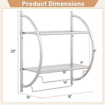 Wall Mounted 2-Tier Towel Rack, 2 Towel Bars, Silver Towel Racks at Gallery Canada