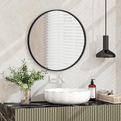 24 Inch Circle Bathroom Mirror, Explosion-Proof Film, Black Wall Mirrors at Gallery Canada