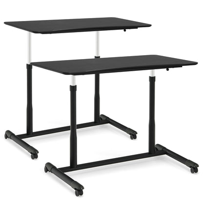Height Adjustable Computer Desk, Rolling Notebook Table, Black Laptop Tables & Printer Stands Black at Gallery Canada