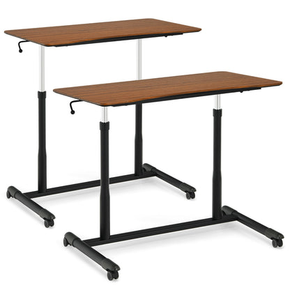 Height Adjustable Computer Desk, Sit To Stand Rolling Notebook Table, Brown Laptop Tables & Printer Stands at Gallery Canada