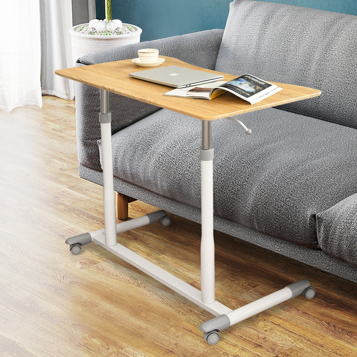 Adjustable Sit Stand Computer Desk, Natural Laptop Tables & Printer Stands at Gallery Canada