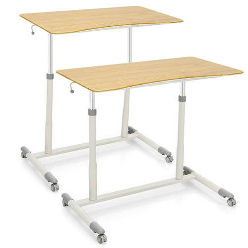 Adjustable Sit Stand Computer Desk, Natural