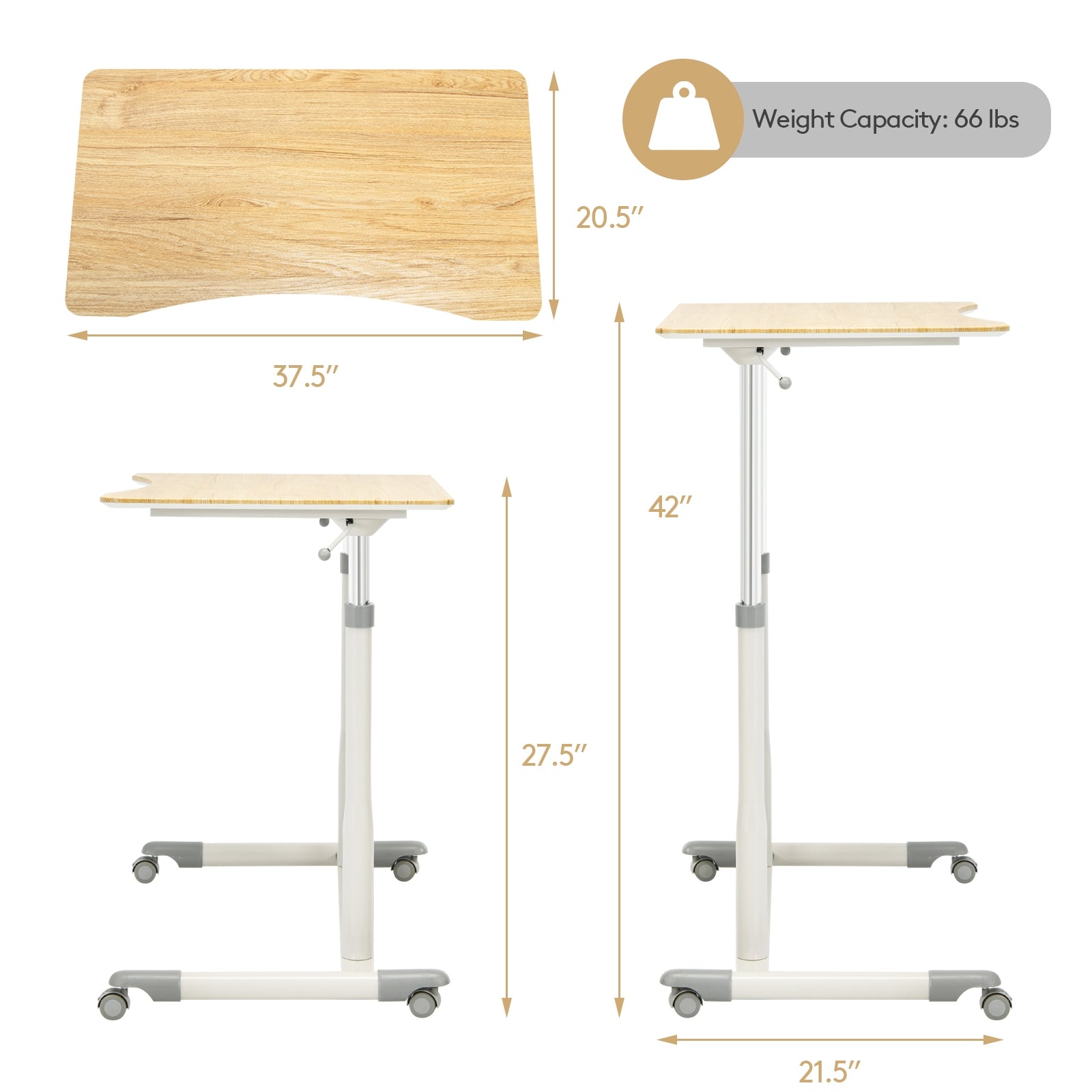 Adjustable Sit Stand Computer Desk, Natural Laptop Tables & Printer Stands at Gallery Canada