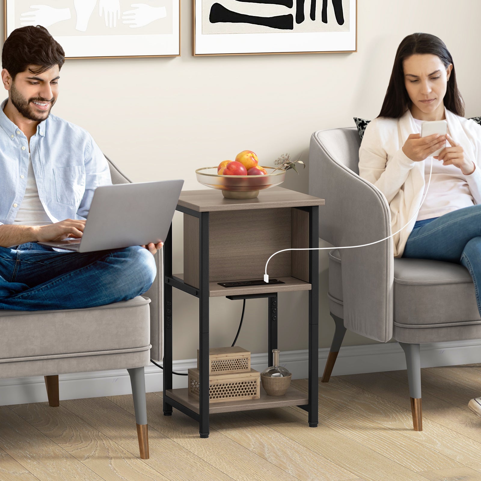 3-Tier End Table With USB Ports, Power Outlets, 1 Piece End & Side Tables at Gallery Canada