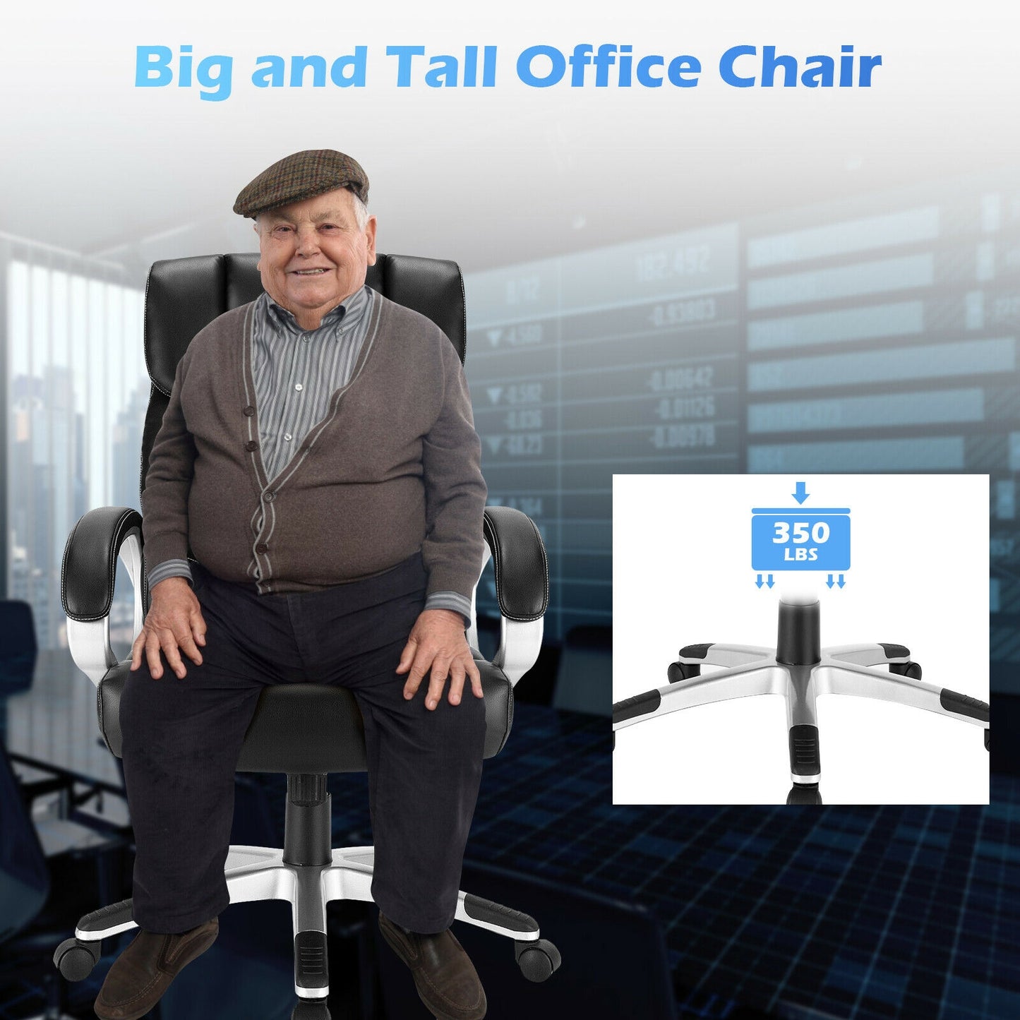 Adjustable High Back Leather Executive Desk Chair, Black Executive Chairs at Gallery Canada