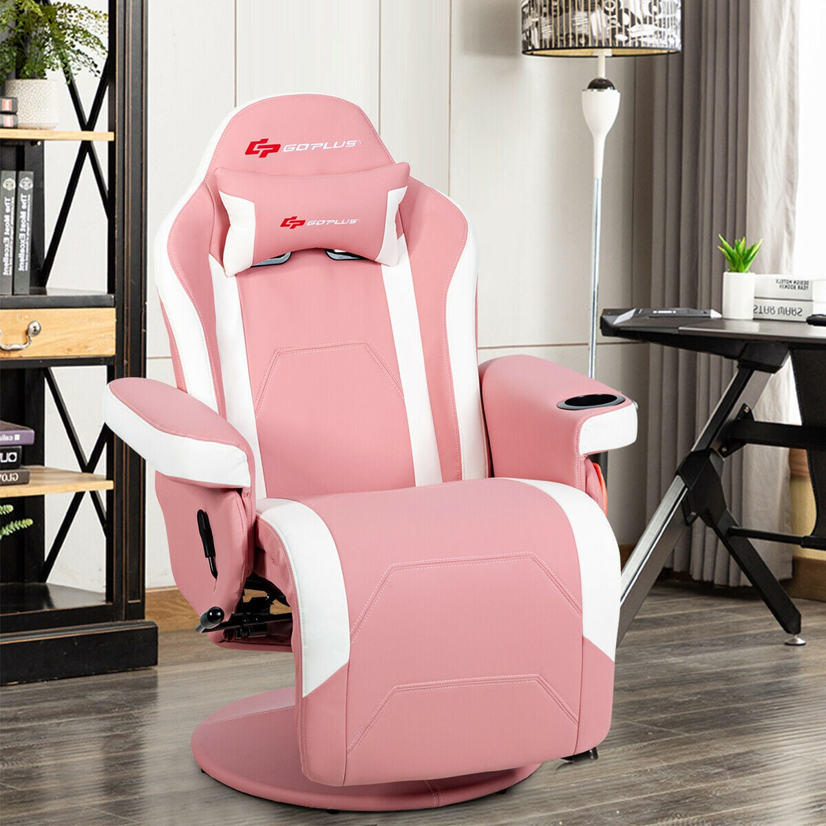 Ergonomic High Back Massage Gaming Chair With Pillow, Pink Gaming Chairs at Gallery Canada