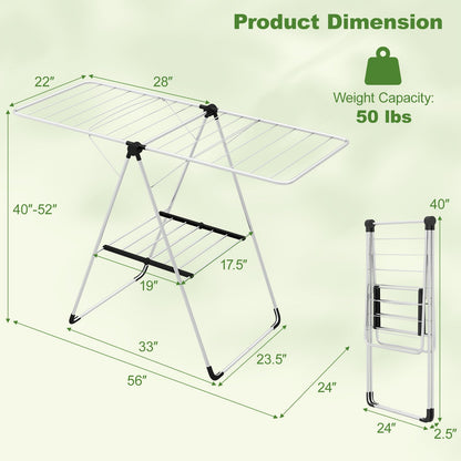2-Tier Laundry Drying Rack, Folding Cloth Rack, Aluminum Frame, Silver Drying Racks at Gallery Canada