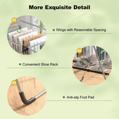 2-Tier Laundry Drying Rack, Folding Cloth Rack, Aluminum Frame, Silver Drying Racks at Gallery Canada