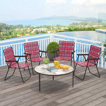 4 Pieces Folding Beach Chair, Camping Lawn Webbing Chair, Red Beach & Lawn Chairs at Gallery Canada