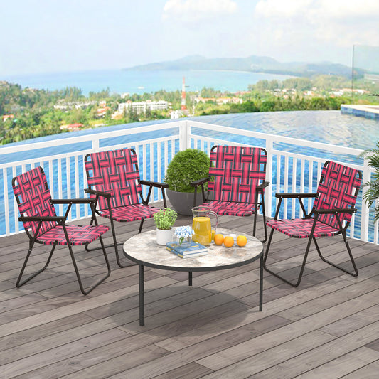 4 Pieces Folding Beach Chair, Camping Lawn Webbing Chair, Red Beach & Lawn Chairs Red at Gallery Canada