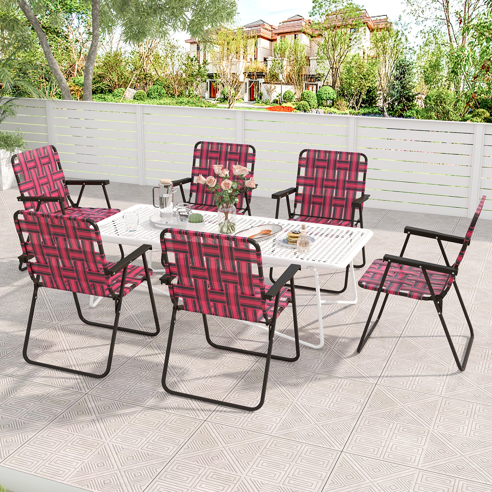 4 Pieces Folding Beach Chair, Camping Lawn Webbing Chair, Red Beach & Lawn Chairs at Gallery Canada