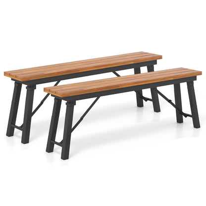 Outdoor Dining Table Bench Set, Acacia Wood Top, Natural Outdoor Seating & Patio Chairs at Gallery Canada