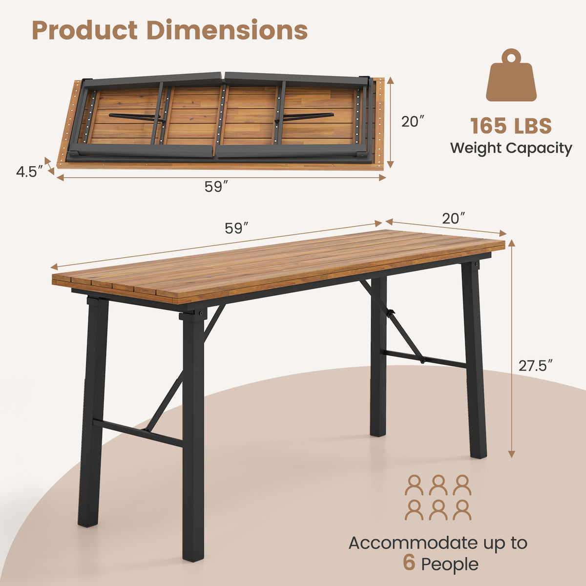 Outdoor Dining Table Bench Set, Acacia Wood Top, Natural Outdoor Seating & Patio Chairs at Gallery Canada