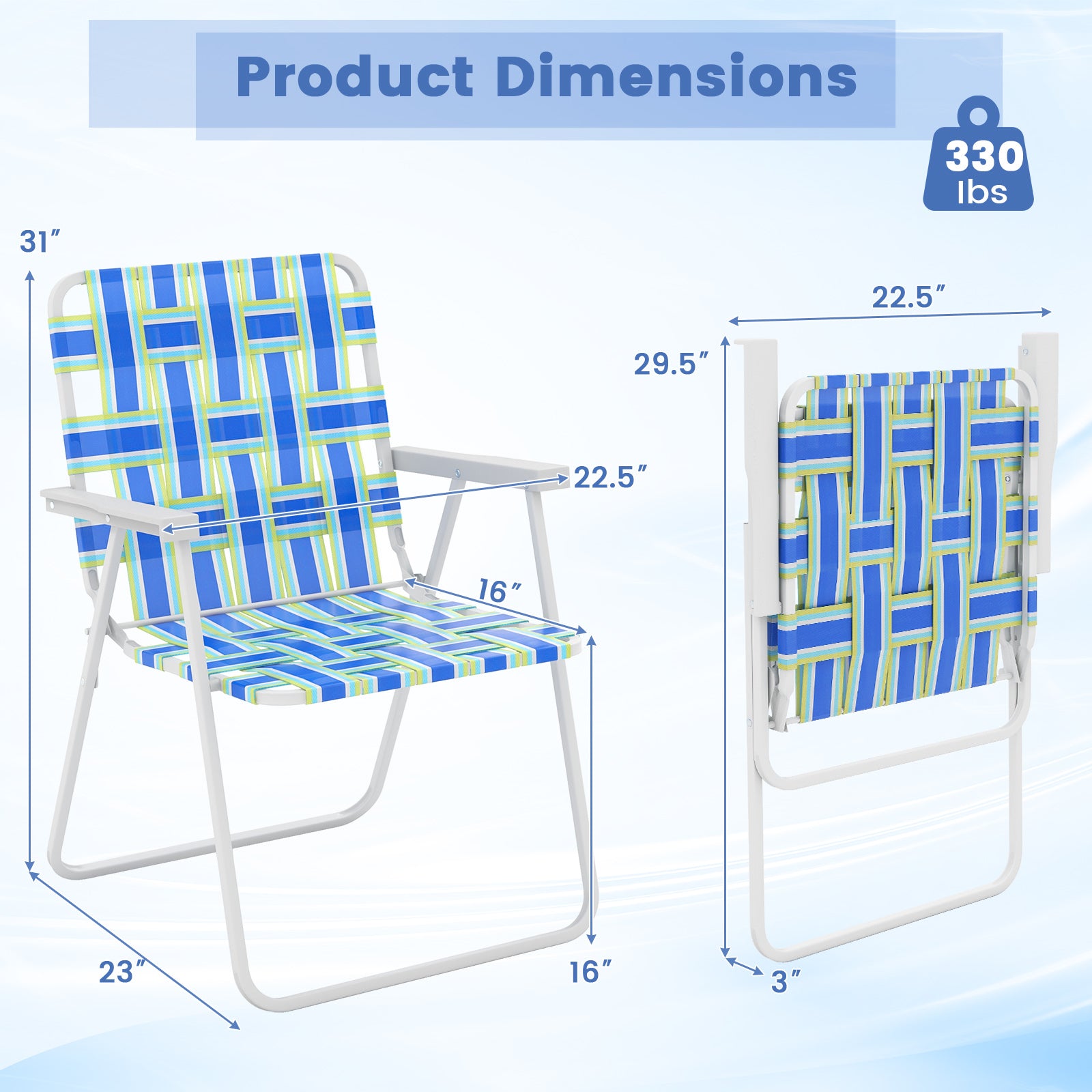 4-Piece Folding Beach Chair, Camping Lawn Webbing Chair, Blue Beach & Lawn Chairs at Gallery Canada