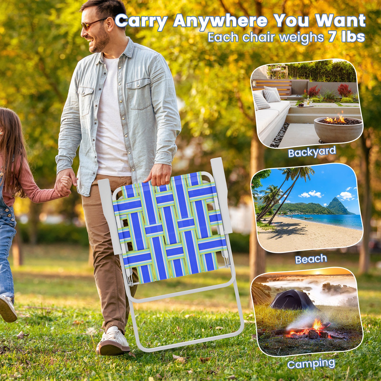 4-Piece Folding Beach Chair, Camping Lawn Webbing Chair, Blue Beach & Lawn Chairs at Gallery Canada