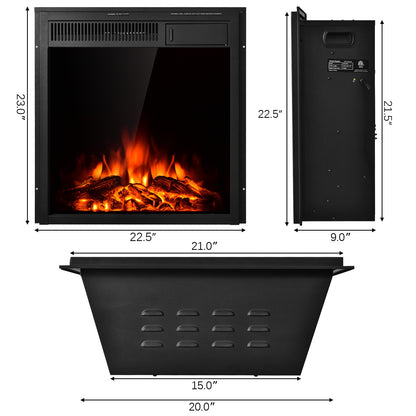 22.5 Inch Electric Fireplace Insert, Freestanding Recessed Heater, Black Fireplaces at Gallery Canada