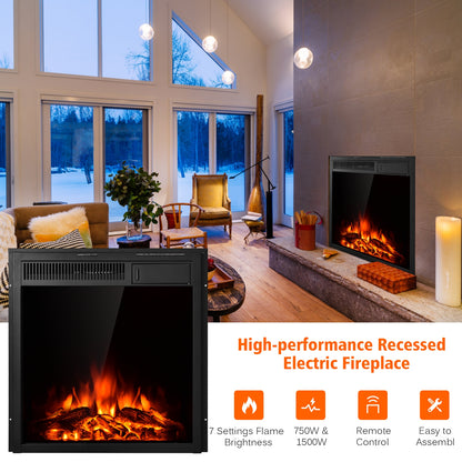 22.5 Inch Electric Fireplace Insert, Freestanding Recessed Heater, Black Fireplaces at Gallery Canada