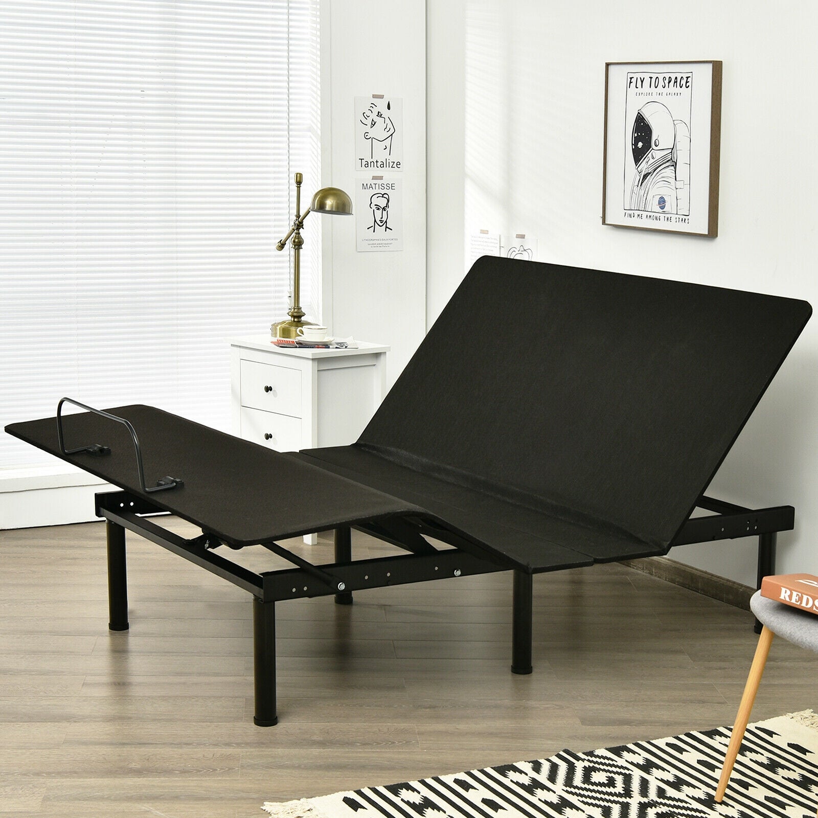 Queen Size Adjustable Bed Frame, Wireless Remote, Black Simple Bed Frame at Gallery Canada