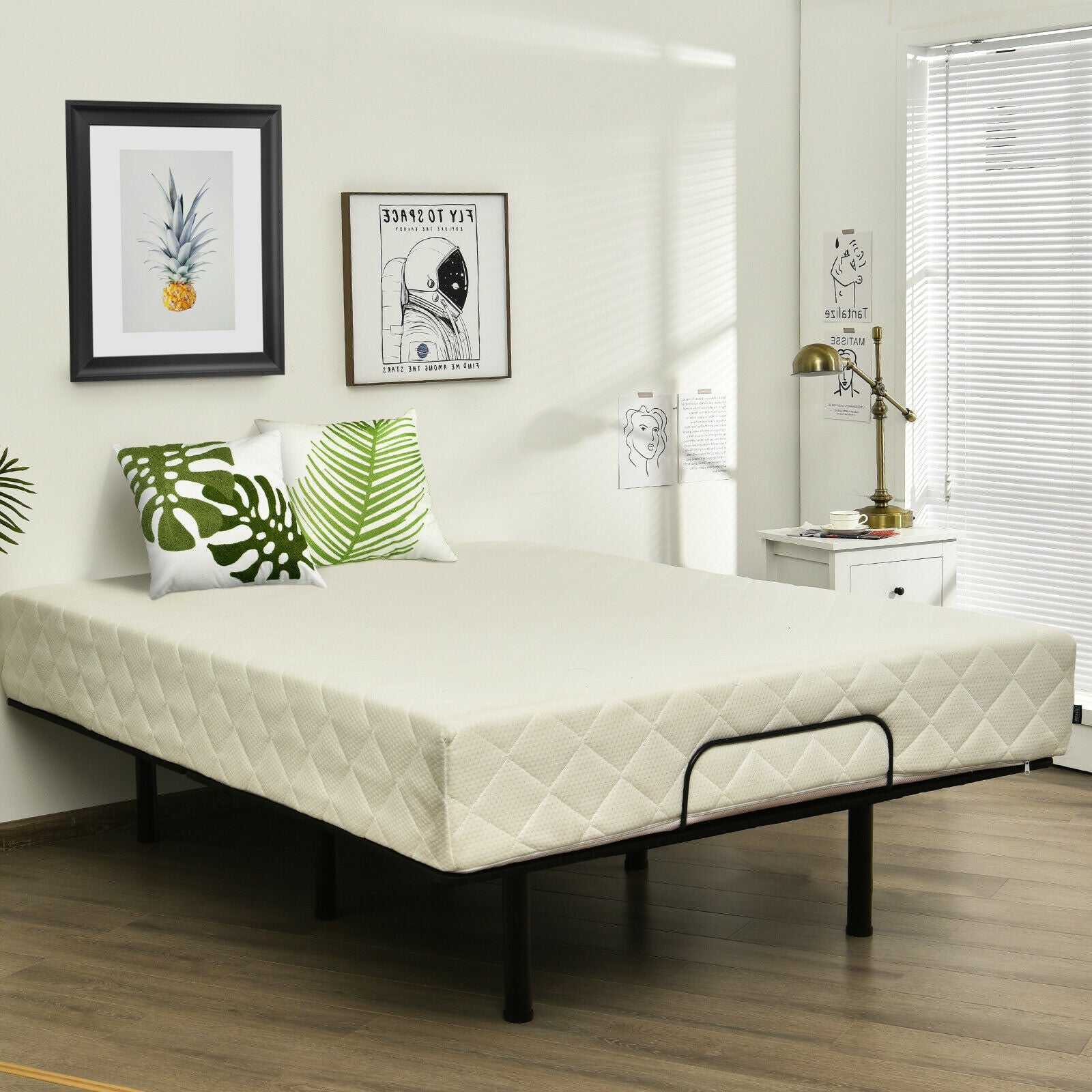 Queen Size Adjustable Bed Frame, Wireless Remote, Black Simple Bed Frame at Gallery Canada