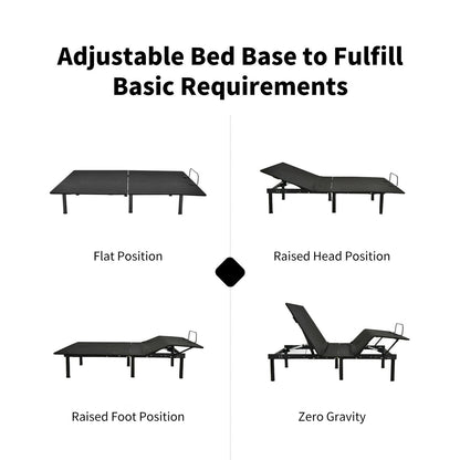 Queen Size Adjustable Bed Frame, Wireless Remote, Black Simple Bed Frame at Gallery Canada