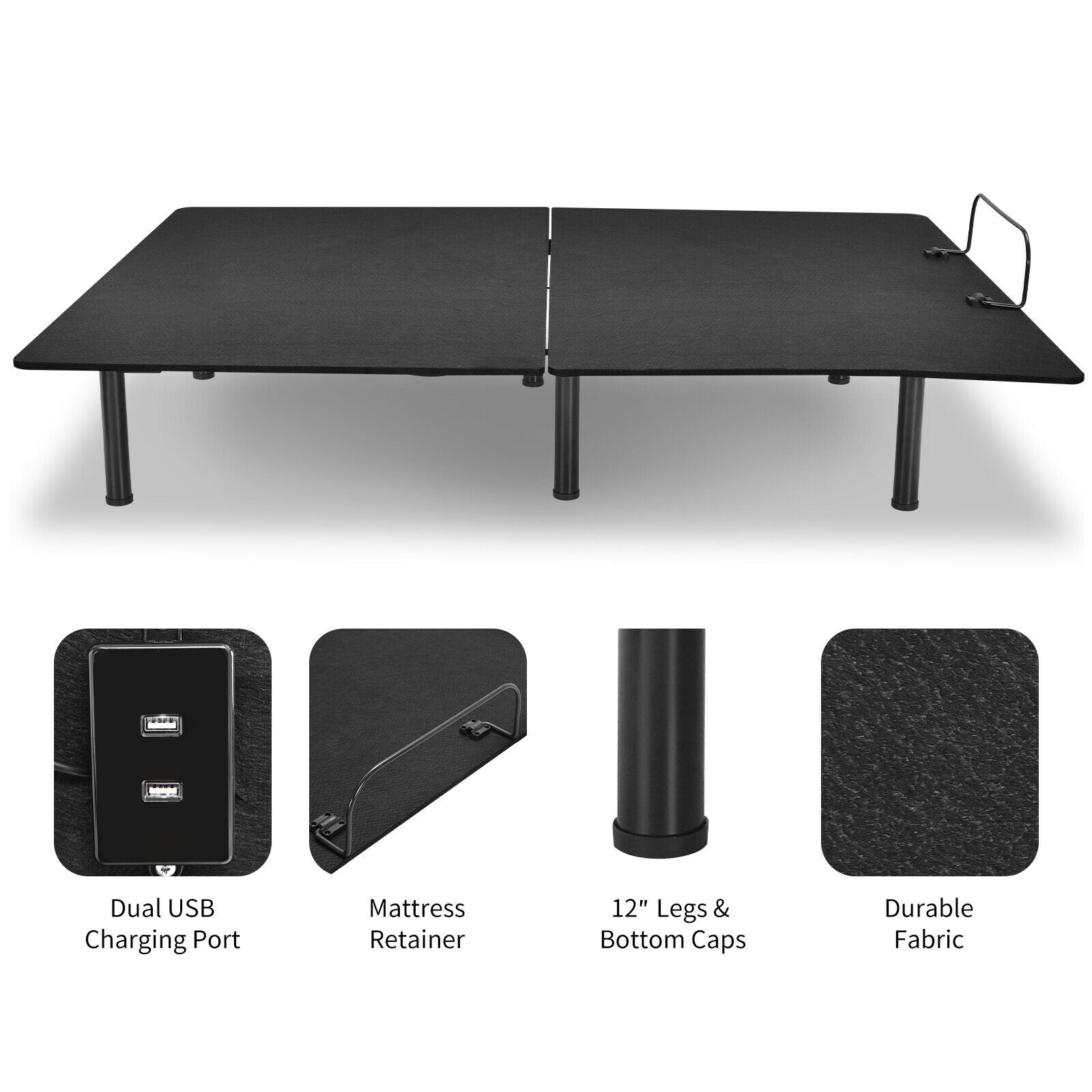 Queen Size Adjustable Bed Frame, Wireless Remote, Black Simple Bed Frame at Gallery Canada