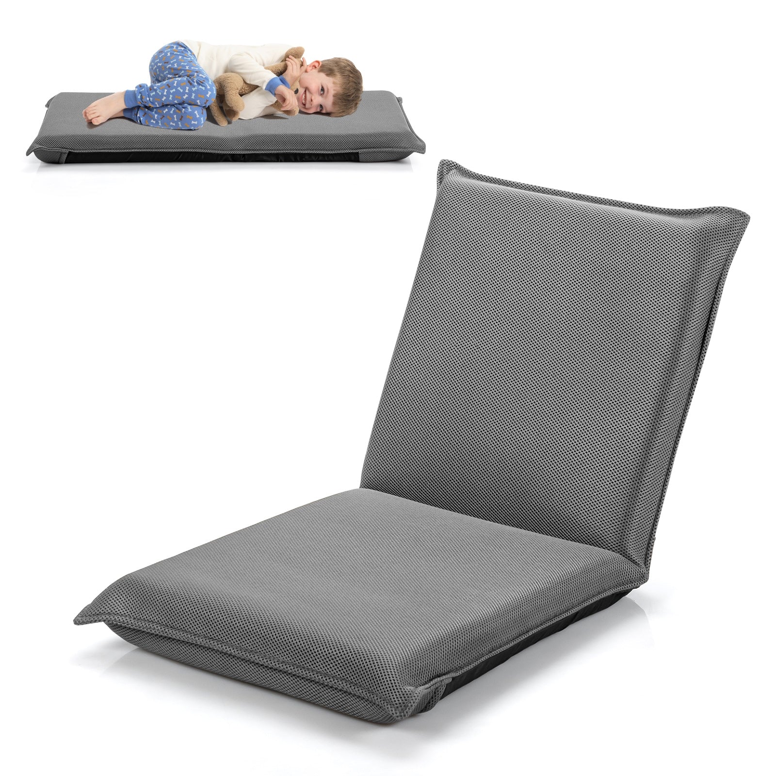 Adjustable 6 Position Folding Sofa Chair, Gray Floor Chairs at Gallery Canada