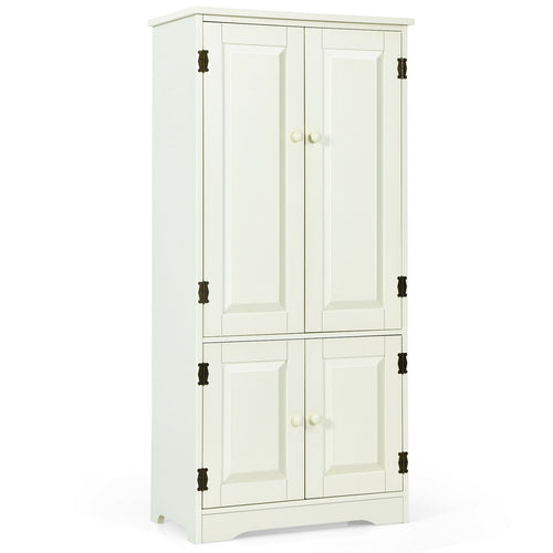 Antique Accent Cabinet, 2-Door Adjustable Shelves, White