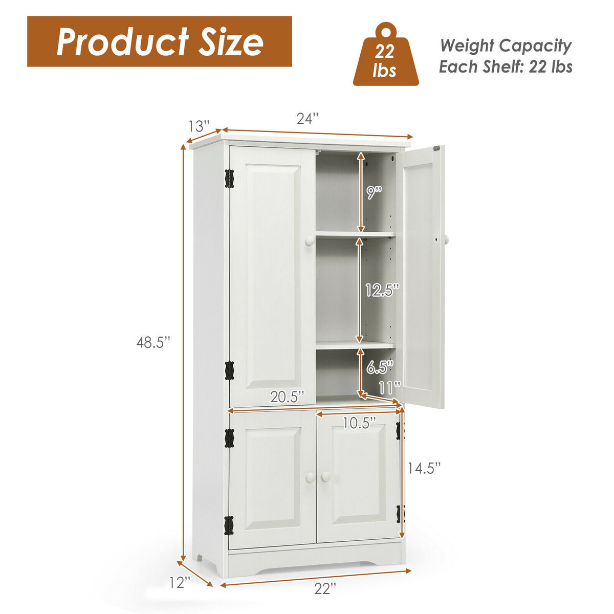 Antique Accent Cabinet, 2-Door Adjustable Shelves, White Armoires & Wardrobes at Gallery Canada