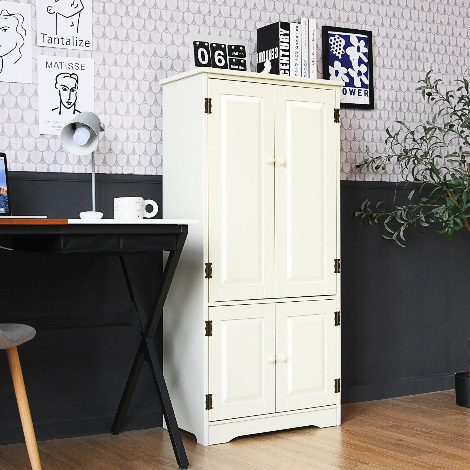 Antique Accent Cabinet, 2-Door Adjustable Shelves, White Armoires & Wardrobes at Gallery Canada