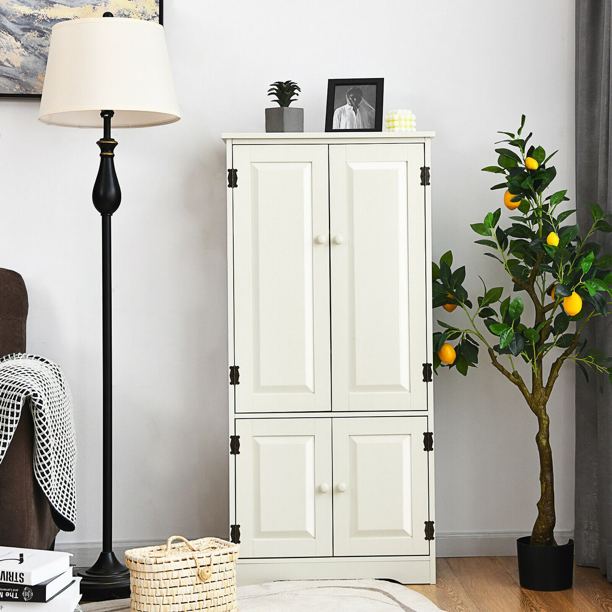 Antique Accent Cabinet, 2-Door Adjustable Shelves, White Armoires & Wardrobes at Gallery Canada