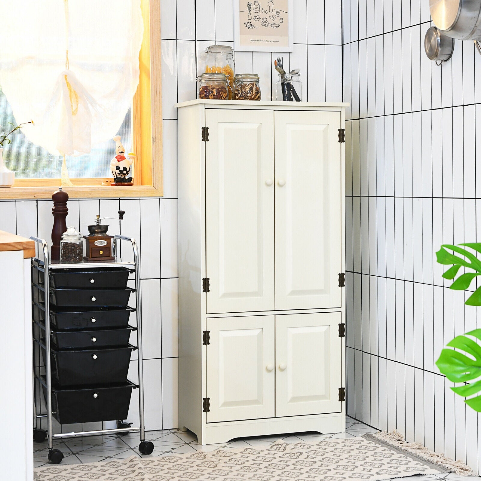 Antique Accent Cabinet, 2-Door Adjustable Shelves, White Armoires & Wardrobes at Gallery Canada