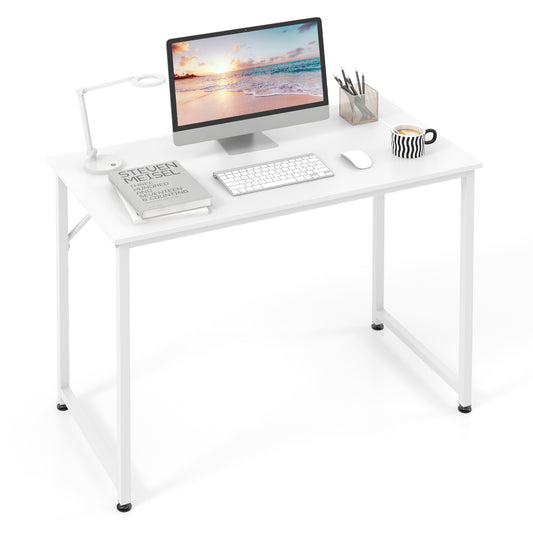 40 Inch Small Computer Desk, Heavy-Duty Metal Frame, White Computer Desks White at Gallery Canada