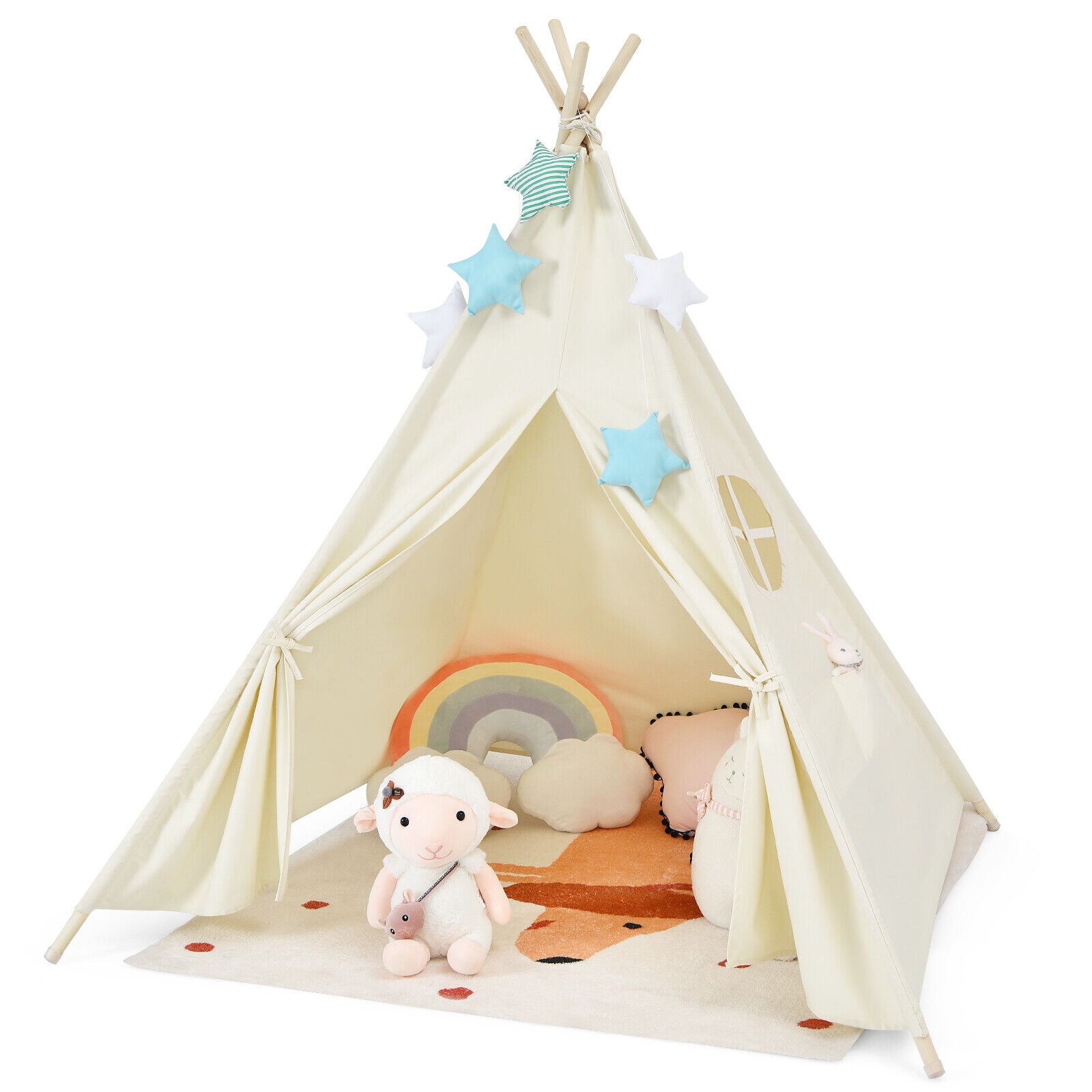 Foldable Kids Canvas Teepee Play Tent, Beige Play Tents & Playhouse at Gallery Canada