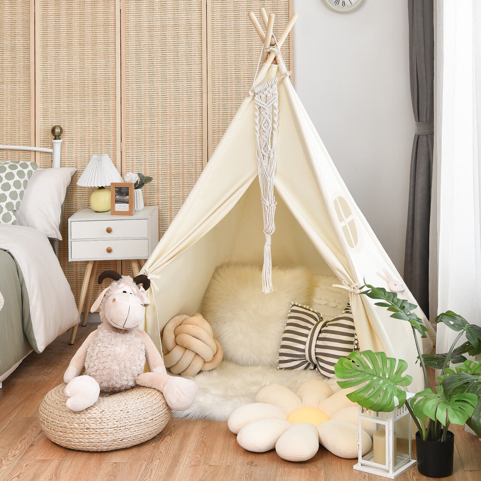 Foldable Kids Canvas Teepee Play Tent, Beige Play Tents & Playhouse at Gallery Canada
