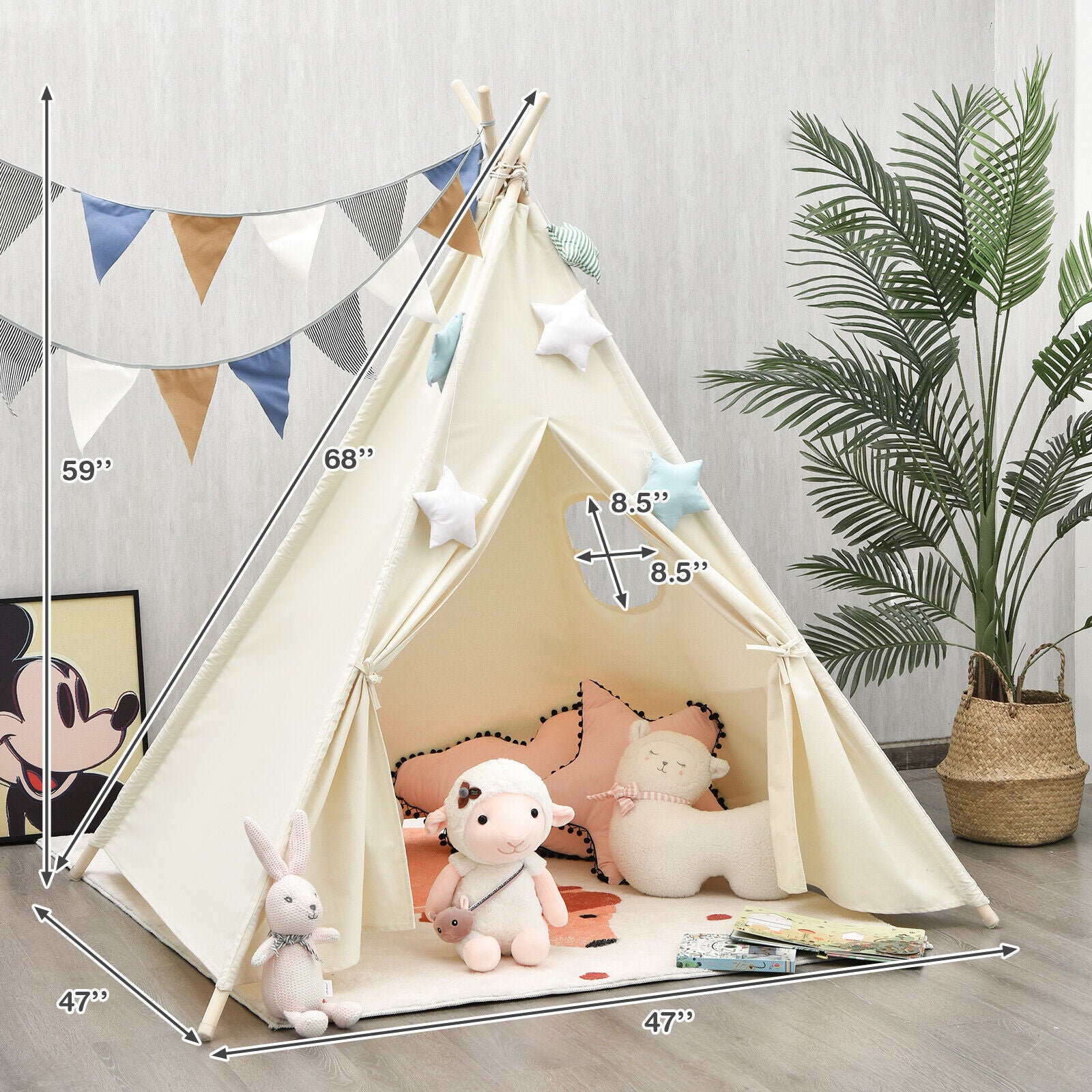 Foldable Kids Canvas Teepee Play Tent, Beige Play Tents & Playhouse at Gallery Canada