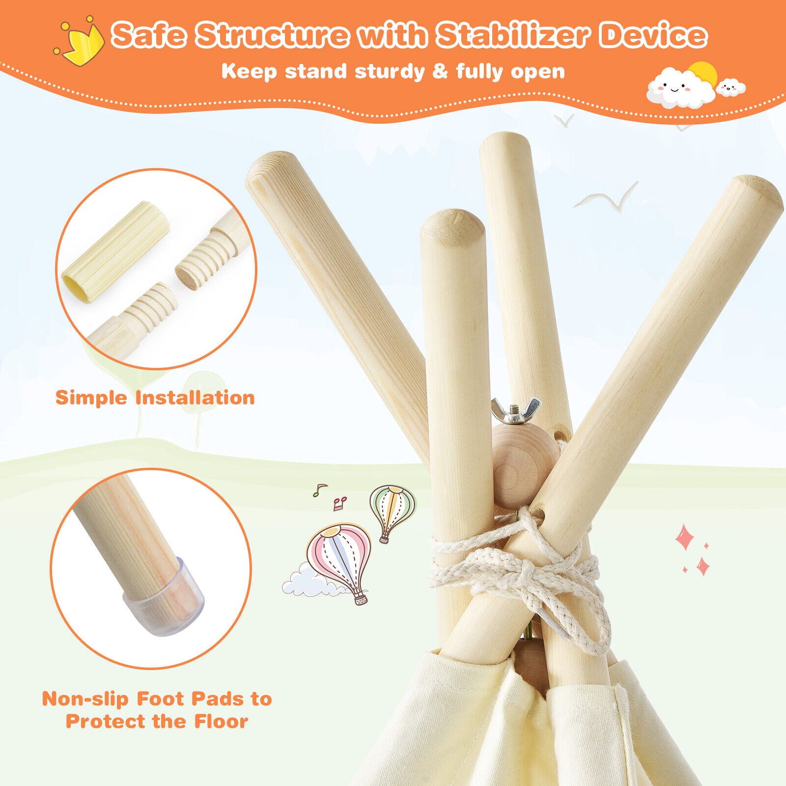 Foldable Kids Canvas Teepee Play Tent, Beige Play Tents & Playhouse at Gallery Canada