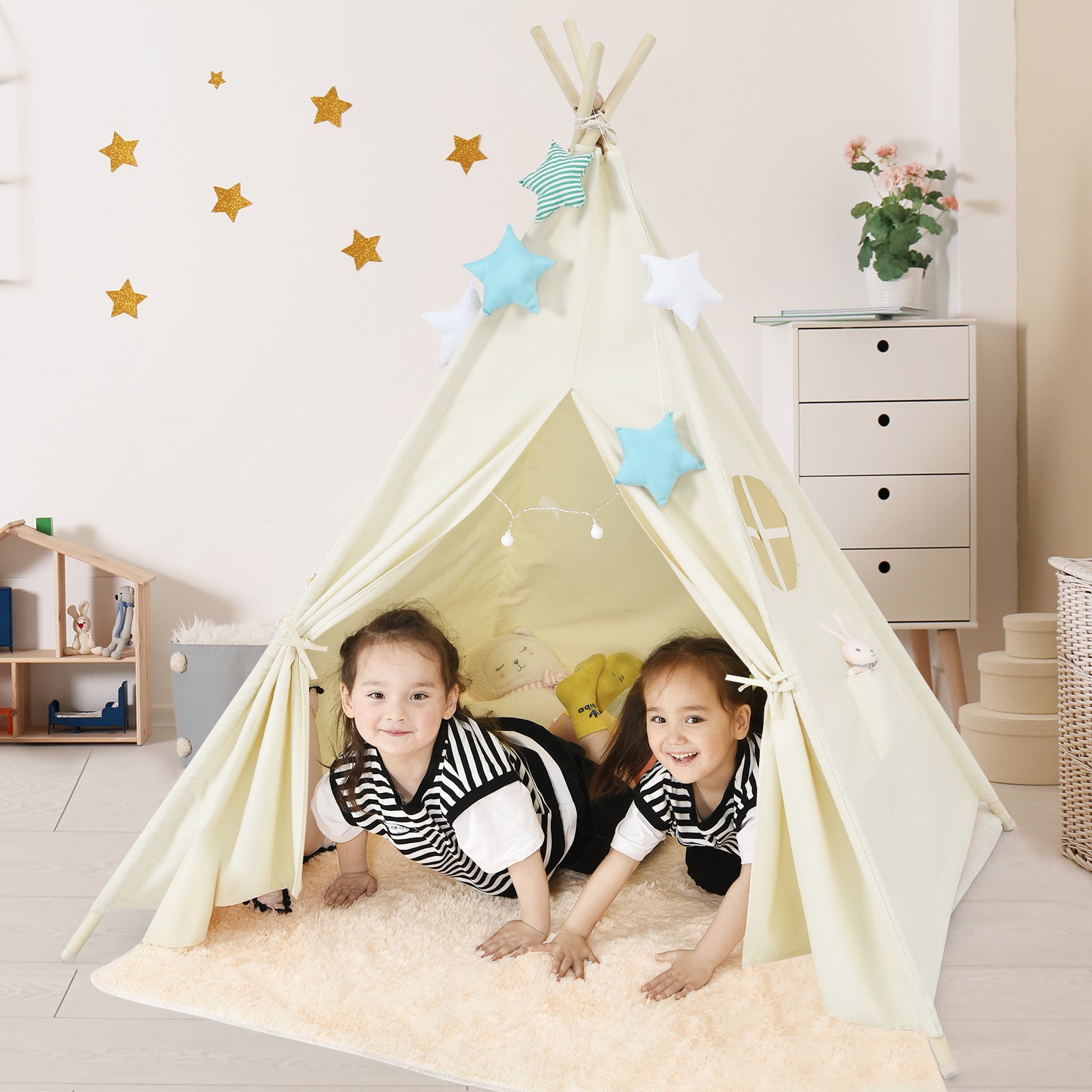 Foldable Kids Canvas Teepee Play Tent, Beige Play Tents & Playhouse at Gallery Canada
