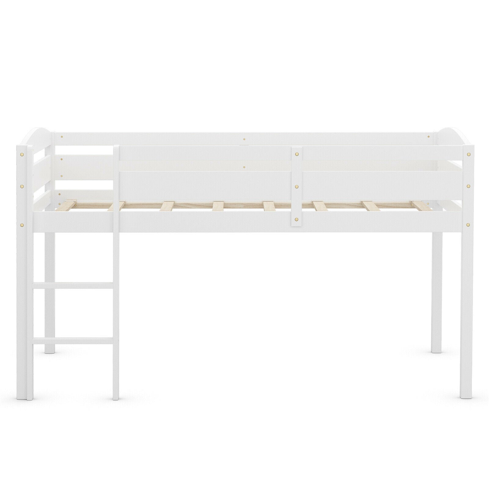 Twin Low Loft Bunk Bed With Guard Rail, Ladder, White Bunk Bed Frame at Gallery Canada