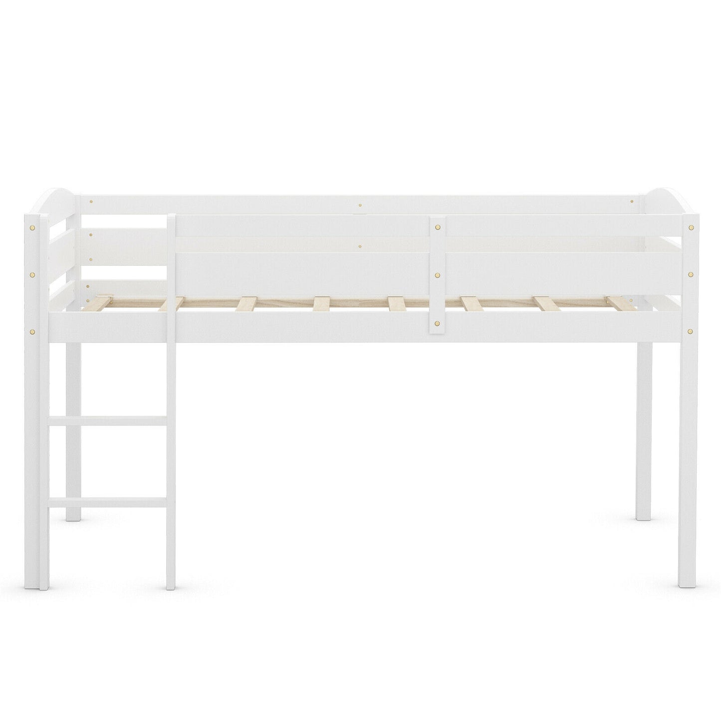 Twin Low Loft Bunk Bed With Guard Rail, Ladder, White Bunk Bed Frame at Gallery Canada