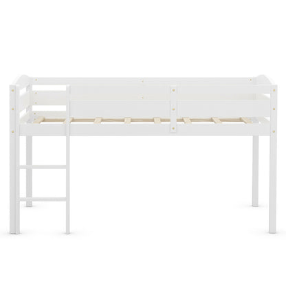 Twin Low Loft Bunk Bed With Guard Rail, Ladder, White Bunk Bed Frame at Gallery Canada