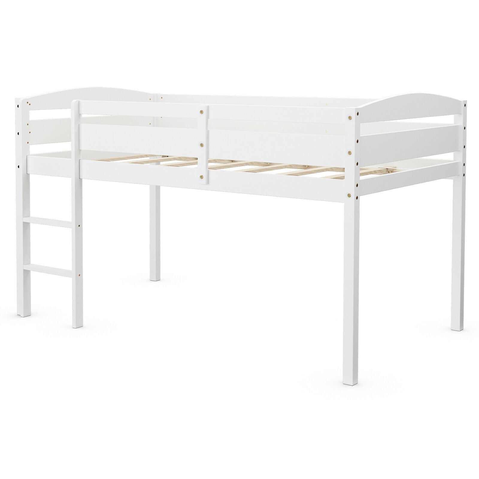Twin Low Loft Bunk Bed With Guard Rail, Ladder, White Bunk Bed Frame at Gallery Canada