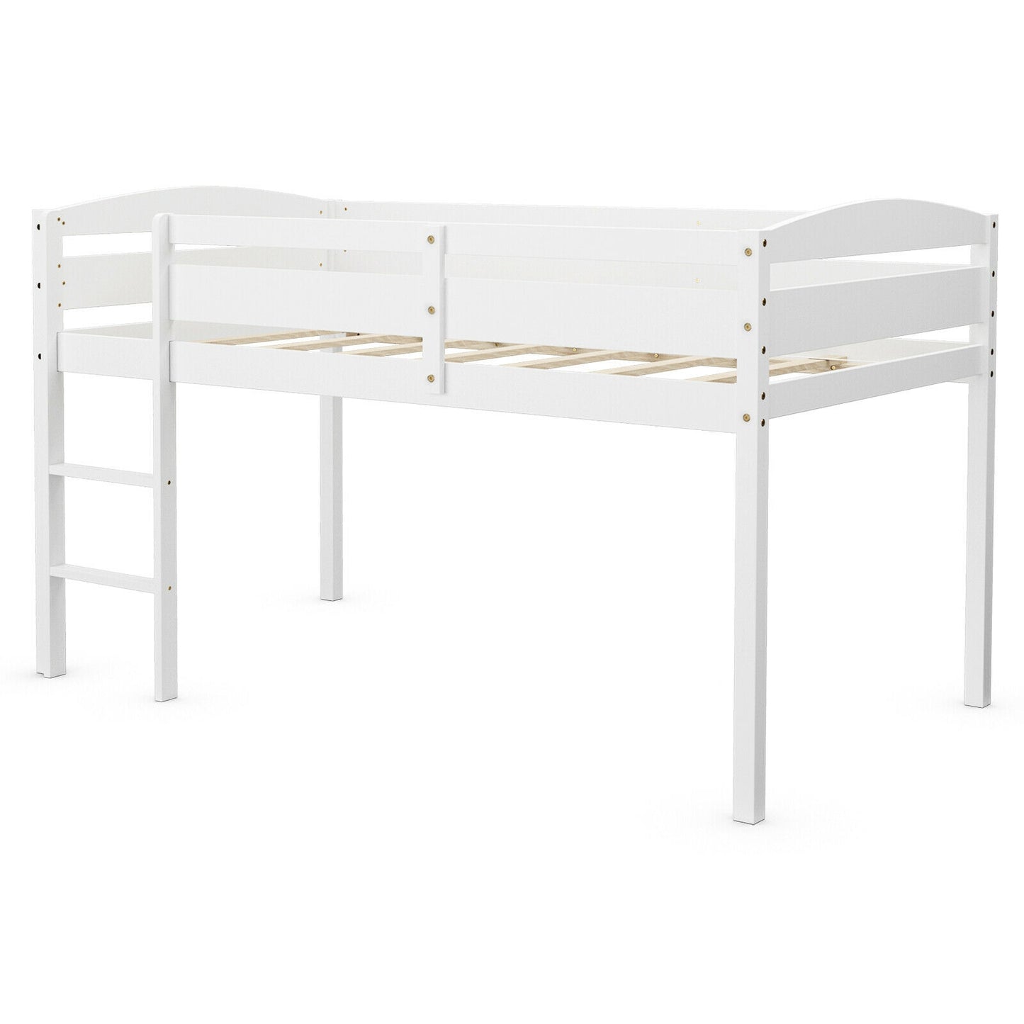 Twin Low Loft Bunk Bed With Guard Rail, Ladder, White Bunk Bed Frame at Gallery Canada