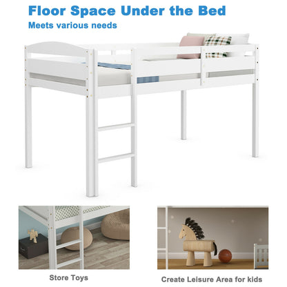 Twin Low Loft Bunk Bed With Guard Rail, Ladder, White Bunk Bed Frame at Gallery Canada