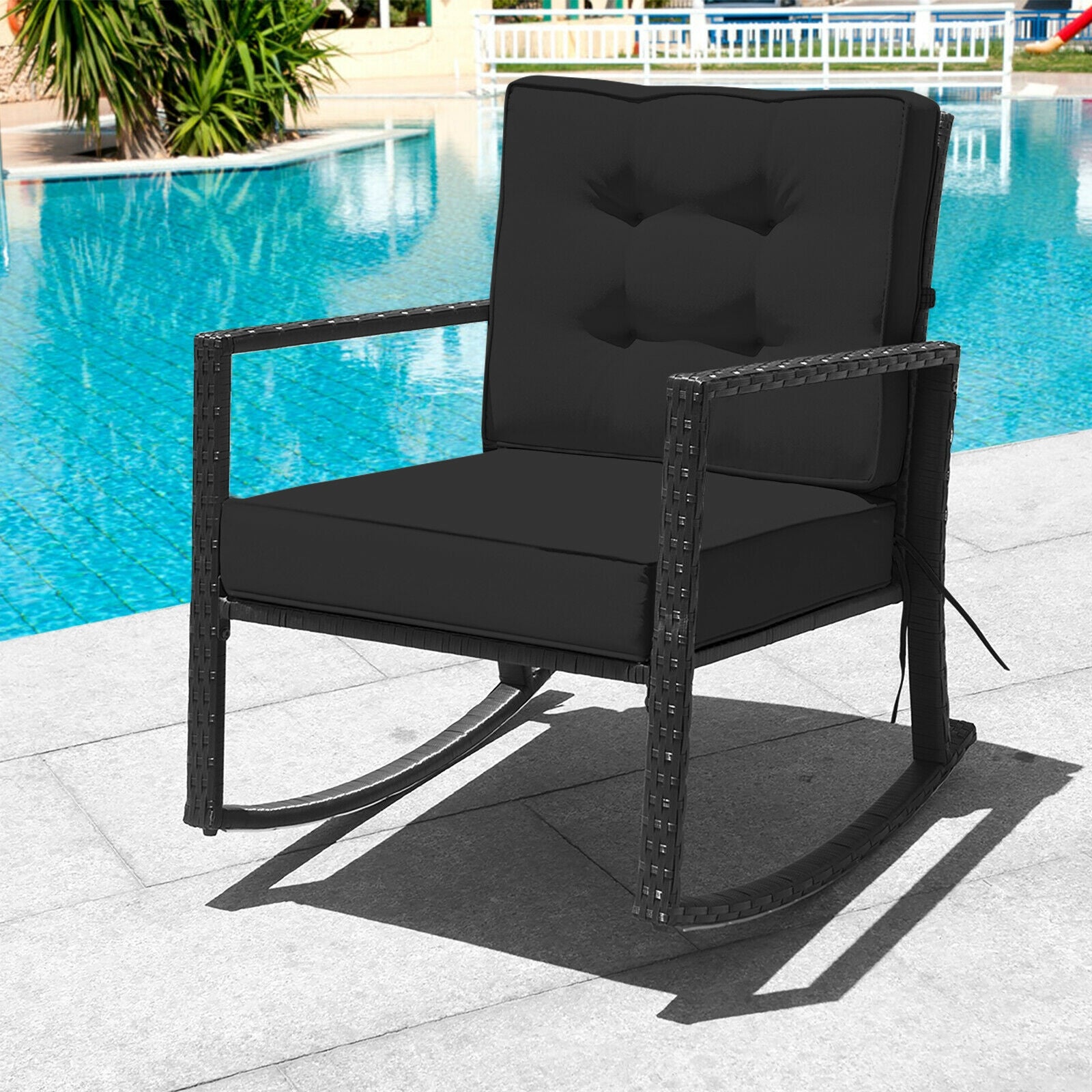 Patio Rattan Rocker Glider Chair, Black Patio Rocking Chairs & Gliders at Gallery Canada